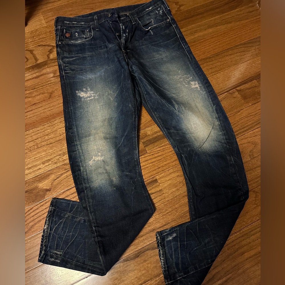 EBUC MENS 33/36 G-STAR RAW DENIM LOOSE TAPERED DARK WASH JEANS